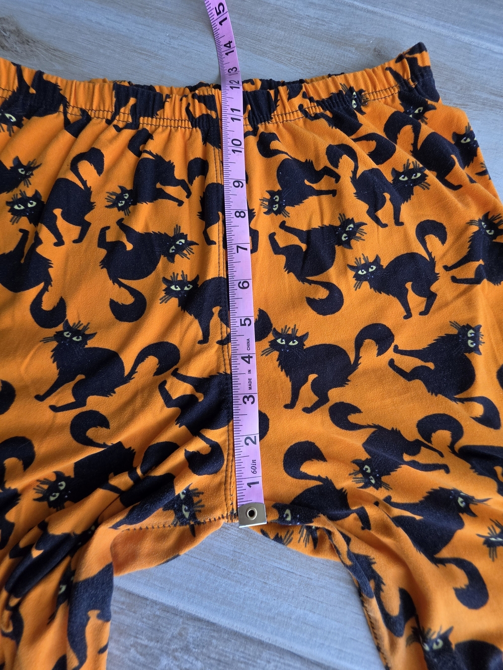 Women’s Orange And Black Cat-Print Leggings Festive Halloween Plus Size - Picture 4 of 7